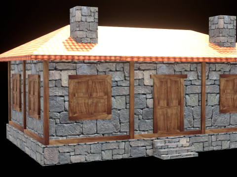 Medieval house low poly village town city residential game ready 29 3D Model