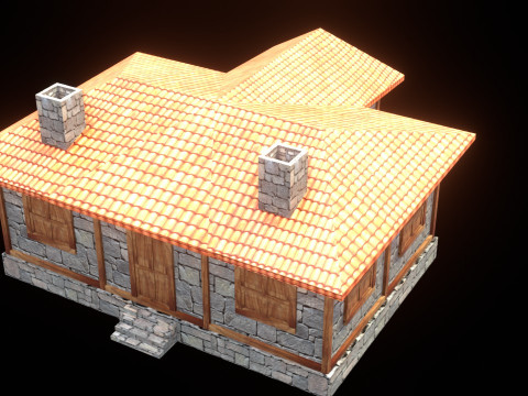 Medieval house low poly village town city residential game ready 29 3D Model
