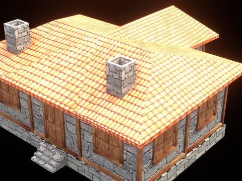 Medieval house low poly village town city residential game ready 29 3D Model