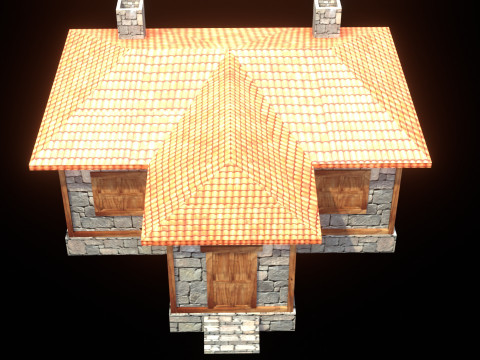 Medieval house low poly village town city residential game ready 29 3D Model