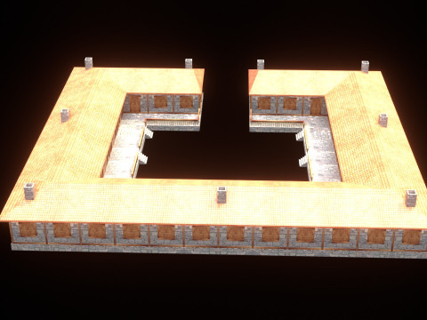 Medieval house low poly village town city residential game ready 30 3Dモデル
