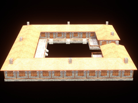 Medieval house low poly village town city residential game ready 30 3Dモデル