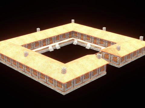 Medieval house low poly village town city residential game ready 30 3Dモデル