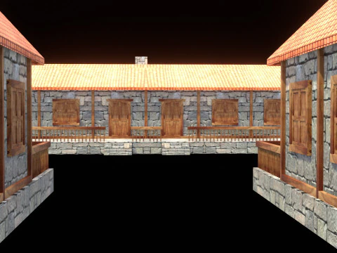 Medieval house low poly village town city residential game ready 30 3D Model