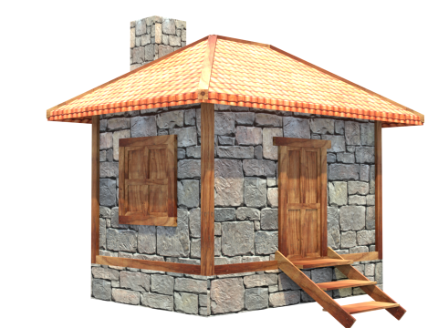 Medieval house low poly village town city residential game ready 31 3D Model