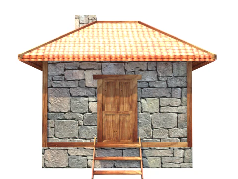 Medieval house low poly village town city residential game ready 31 3D Model