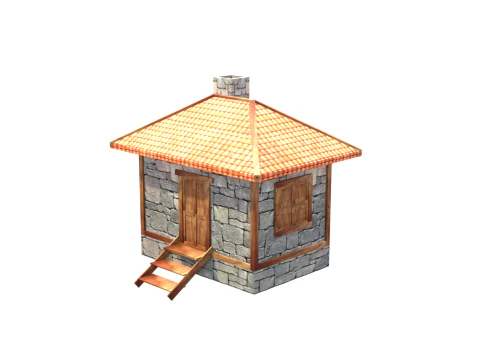 Medieval house low poly village town city residential game ready 31 3D Model