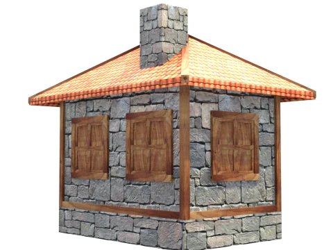 Medieval house low poly village town city residential game ready 31 3D Model