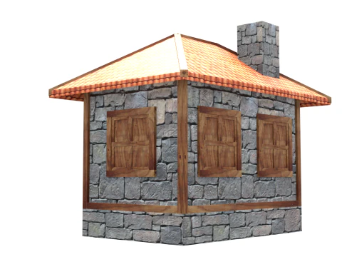 Medieval house low poly village town city residential game ready 31 3D Model