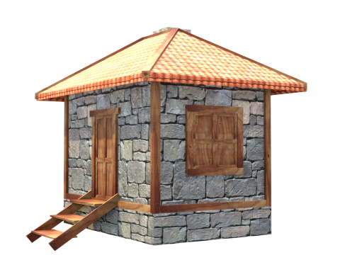 Medieval house low poly village town city residential game ready 31 3D 모델