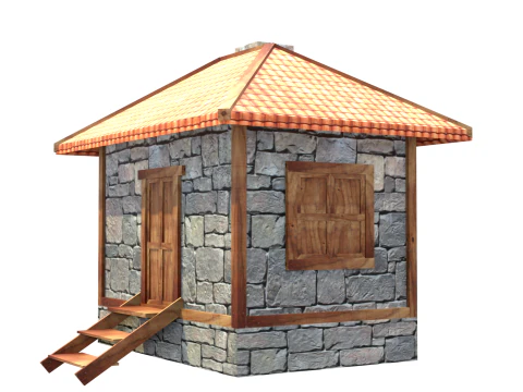 Medieval house low poly village town city residential game ready 31 3D Model
