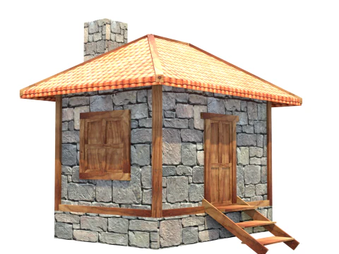 Medieval house low poly village town city residential game ready 31 3D Model