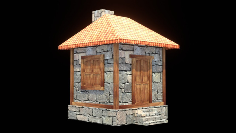 Medieval house low poly village town city residential game ready 32 3Dモデル .c4d .max .obj .3ds .fbx .stl .blend 