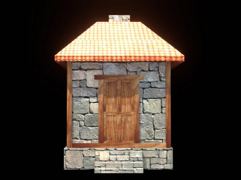 Medieval house low poly village town city residential game ready 32 3D Model