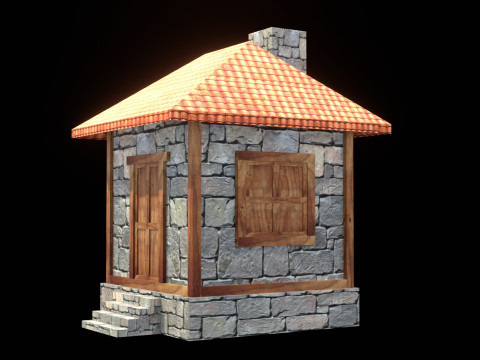 Medieval house low poly village town city residential game ready 32 3Dモデル