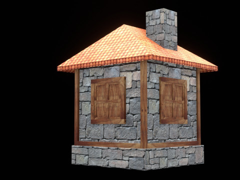 Medieval house low poly village town city residential game ready 32 3Dモデル