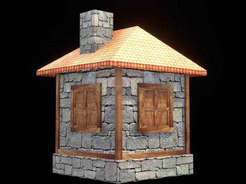 Medieval house low poly village town city residential game ready 32 3Dモデル