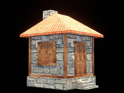 Medieval house low poly village town city residential game ready 32 3Dモデル