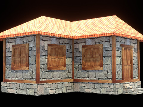 Medieval house low poly village town city residential game ready 33 3D Модель
