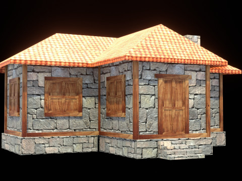 Medieval house low poly village town city residential game ready 33 3D Модель
