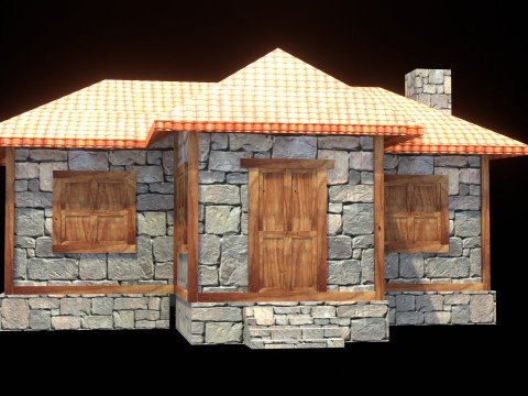 Medieval house low poly village town city residential game ready 33 3D Модель