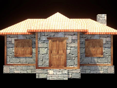 Medieval house low poly village town city residential game ready 33 3D Model