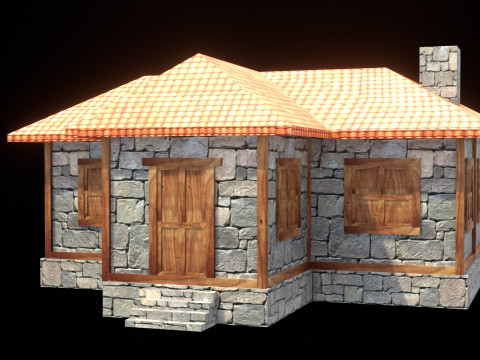 Medieval house low poly village town city residential game ready 33 3D Модель