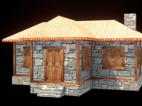 Medieval house low poly village town city residential game ready 33 3D Model