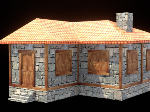Medieval house low poly village town city residential game ready 33 3D Модель