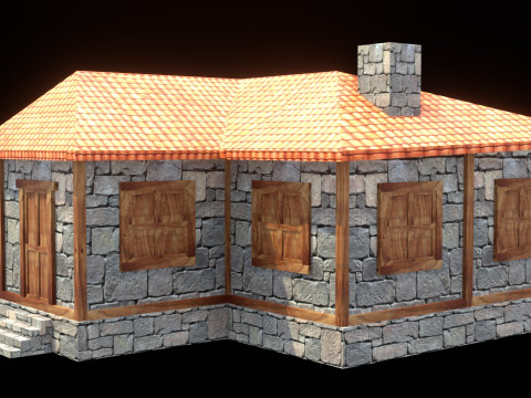 Medieval house low poly village town city residential game ready 33 3D Модель