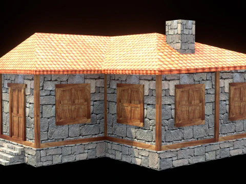 Medieval house low poly village town city residential game ready 33 3D Model