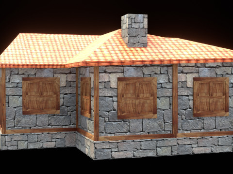 Medieval house low poly village town city residential game ready 33 3D Модель