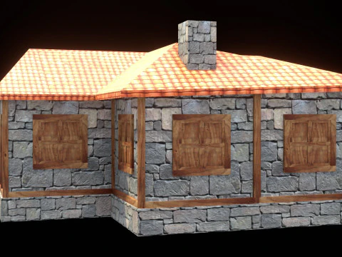 Medieval house low poly village town city residential game ready 33 3D Model