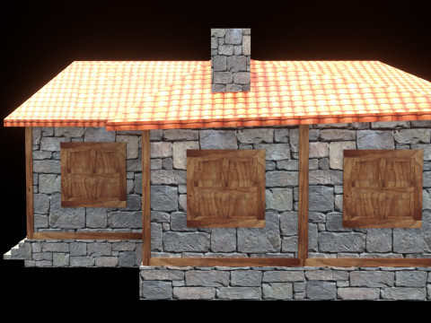 Medieval house low poly village town city residential game ready 33 3D Модель