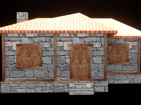 Medieval house low poly village town city residential game ready 33 3D Модель
