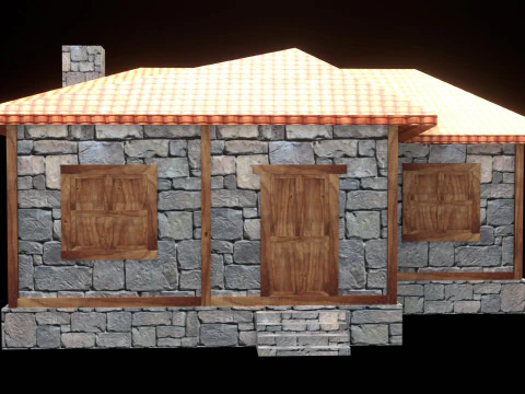 Medieval house low poly village town city residential game ready 33 3D Model