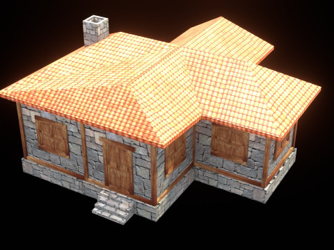 Medieval house low poly village town city residential game ready 33 3D Модель