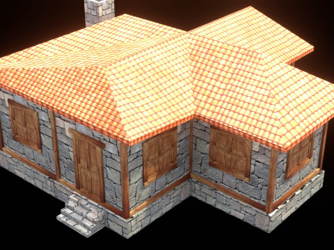 Medieval house low poly village town city residential game ready 33 3D Модель