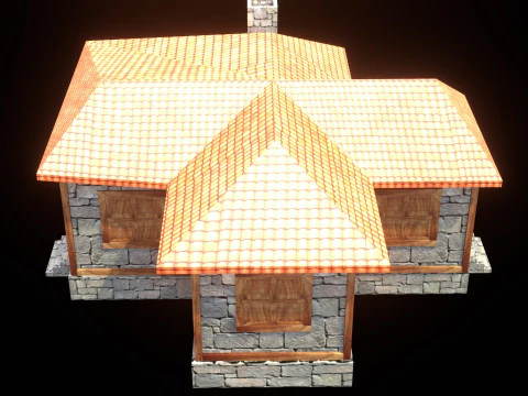 Medieval house low poly village town city residential game ready 33 3D Model