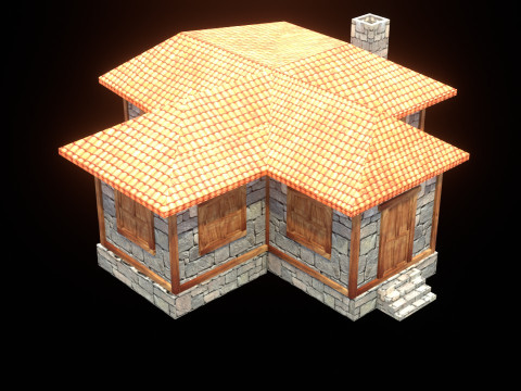 Medieval house low poly village town city residential game ready 33 3D Модель