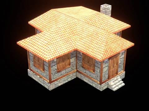 Medieval house low poly village town city residential game ready 33 3D Model
