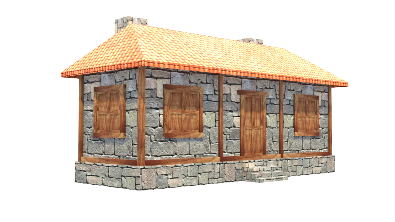 Medieval house low poly village town city residential game ready 34 3D Model .c4d .max .obj .3ds .fbx .stl .blend 