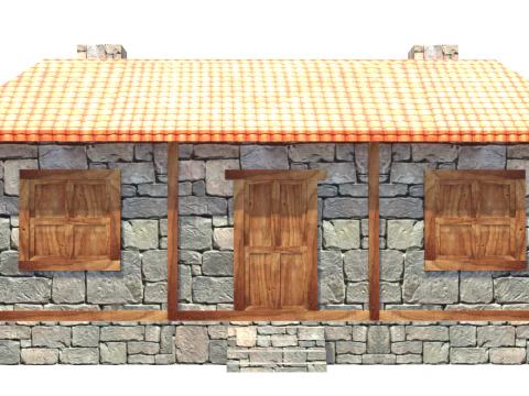 Medieval house low poly village town city residential game ready 34 3D Model