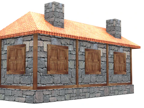 Medieval house low poly village town city residential game ready 34 3D Model