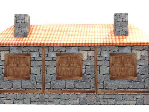 Medieval house low poly village town city residential game ready 34 Model 3D