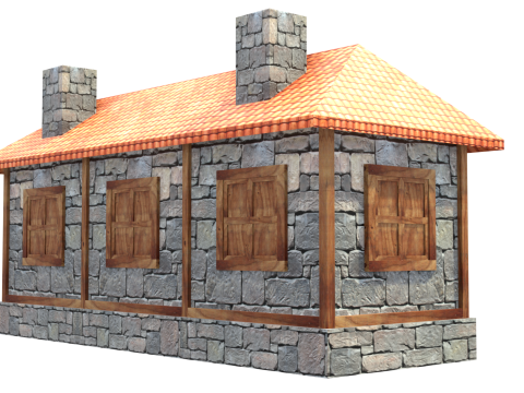 Medieval house low poly village town city residential game ready 34 Model 3D