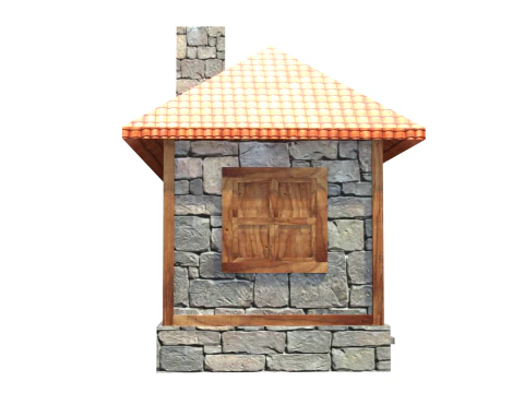 Medieval house low poly village town city residential game ready 34 3D Model