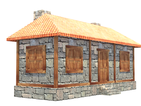 Medieval house low poly village town city residential game ready 34 Model 3D