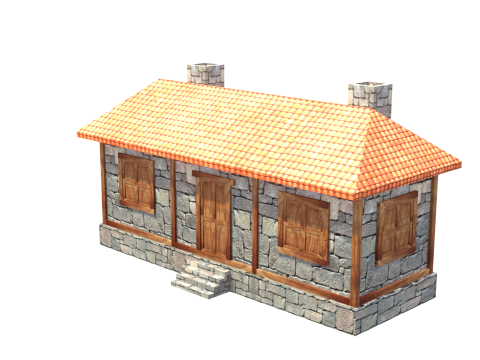 Medieval house low poly village town city residential game ready 34 Model 3D
