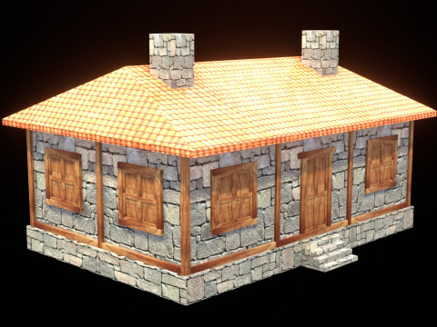 Medieval house low poly village town city residential game ready 35 3D Model